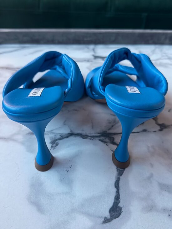 47930189?w=400 Aquazzura Nappa Leather Twist Sandal 95 in Rich Turquoise Size 41